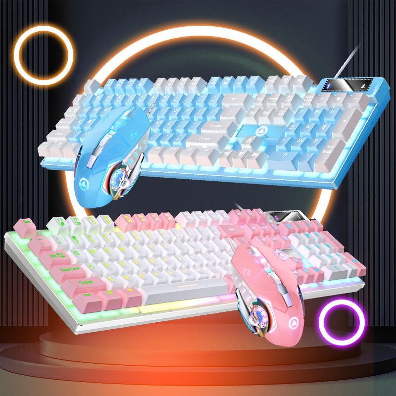 银雕 K500 电脑键盘鼠标套装有线电竞游戏办公静音机械手感键盘