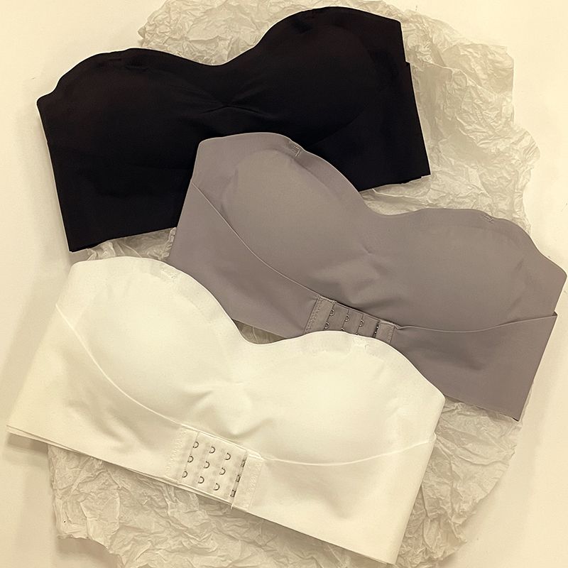無痕內衣女聚攏防滑吊帶大胸顯小收副乳防下垂抹胸女無肩帶文胸罩