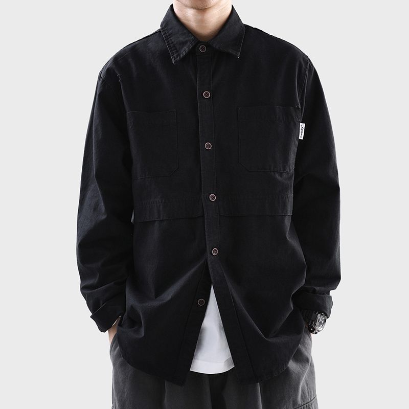 Japanese tooling shirt jacket men spring and autumn loose all-match casual cotton shirt ins cardigan jacket men