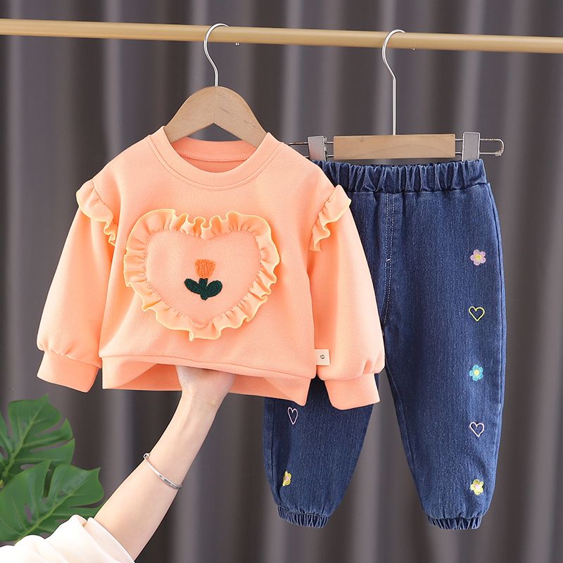 女童春季套裝2023新款韓版洋氣女寶寶春秋兒童休閒衛衣小童兩件套