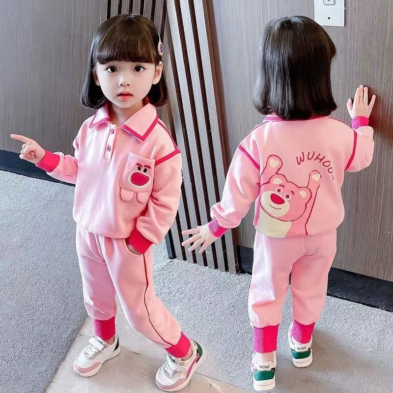 女童春裝套裝2023新款兒童運動長袖衛衣寶寶衣服春秋款休閒兩件套