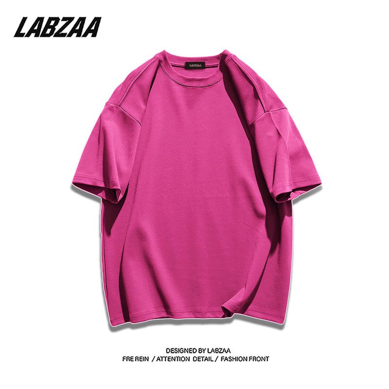 LABZAA pure cotton high street round neck solid color basic model all-match short-sleeved t-shirt female  summer loose ins top