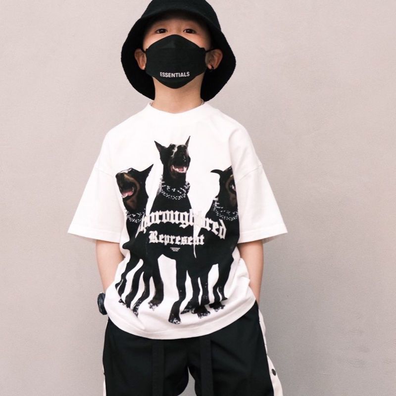2023 summer new fashion loose personality pure cotton T-shirt children's thin section fried street trend foreign style half-sleeved shirt