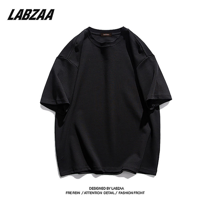 LABZAA pure cotton high street round neck solid color basic model all-match short-sleeved t-shirt female  summer loose ins top