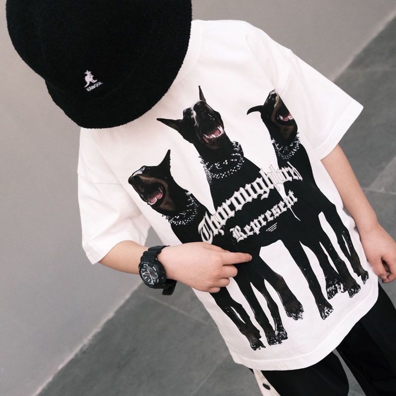2023 summer new fashion loose personality pure cotton T-shirt children's thin section fried street trend foreign style half-sleeved shirt