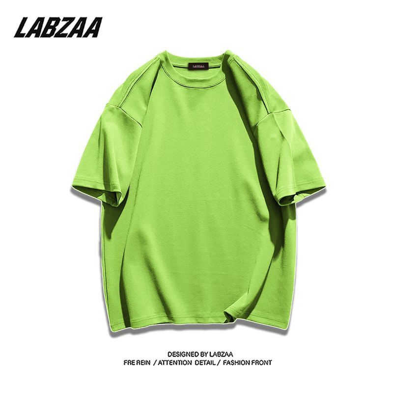 LABZAA pure cotton high street round neck solid color basic model all-match short-sleeved t-shirt female  summer loose ins top