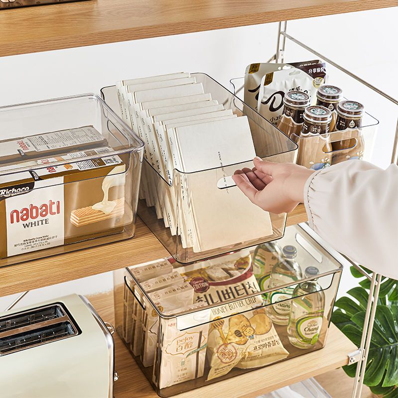 桌面收纳盒透明化妆品面膜整理盒亚克力零食筐家用厨房杂物收纳箱