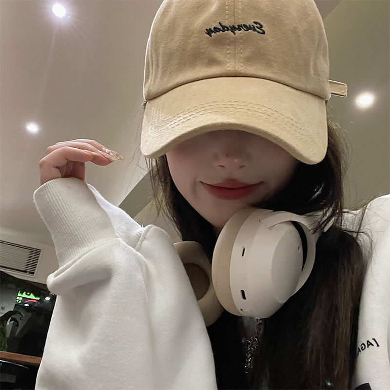 Deep top big head circumference letter baseball cap female autumn and winter all-match embroidery show face small wide curved brim peaked cap male trendy