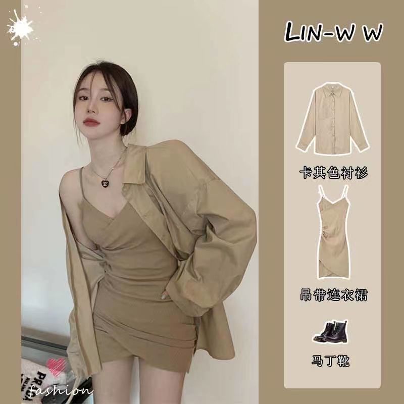 Designed slit pleated high-waisted irregular suspender dress for women in spring and summer hot girl small fragrant hip-hugging short skirt