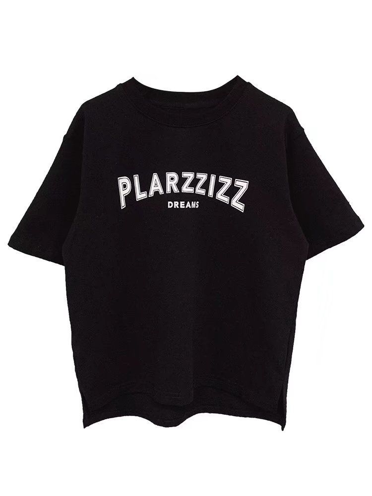 Children's half-sleeved T-shirt 2023 spring and summer clothing for big children and boys simple letters short-sleeved trendy children's clothing pure cotton T-shirt