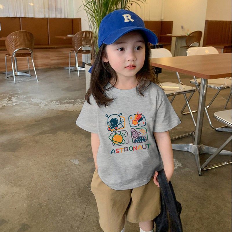 Children's cotton short-sleeved T-shirt children's summer half-sleeved top  baby bottoming shirt printed casual all-match