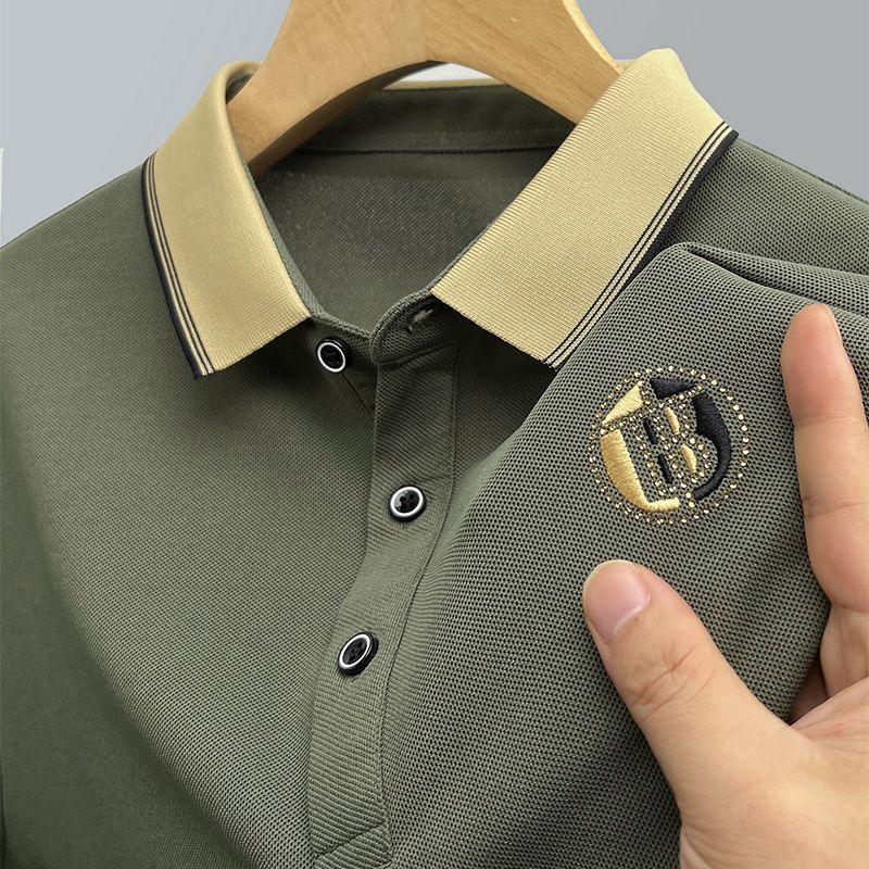 Autumn and winter Paul men's long-sleeved T-shirt casual business lapel high-end embroidered polo shirt versatile men's top