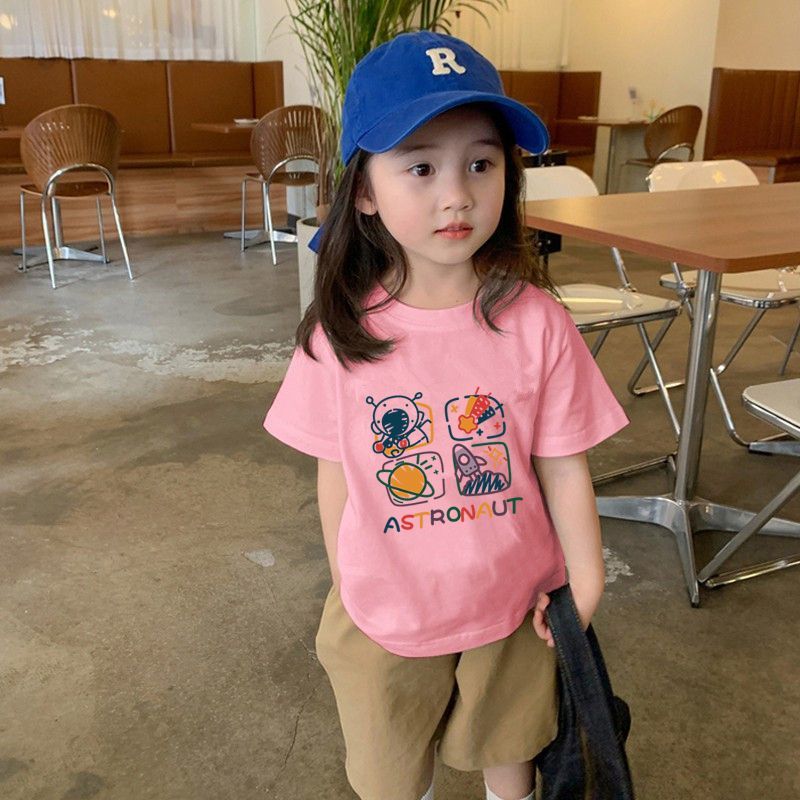 Children's cotton short-sleeved T-shirt children's summer half-sleeved top  baby bottoming shirt printed casual all-match