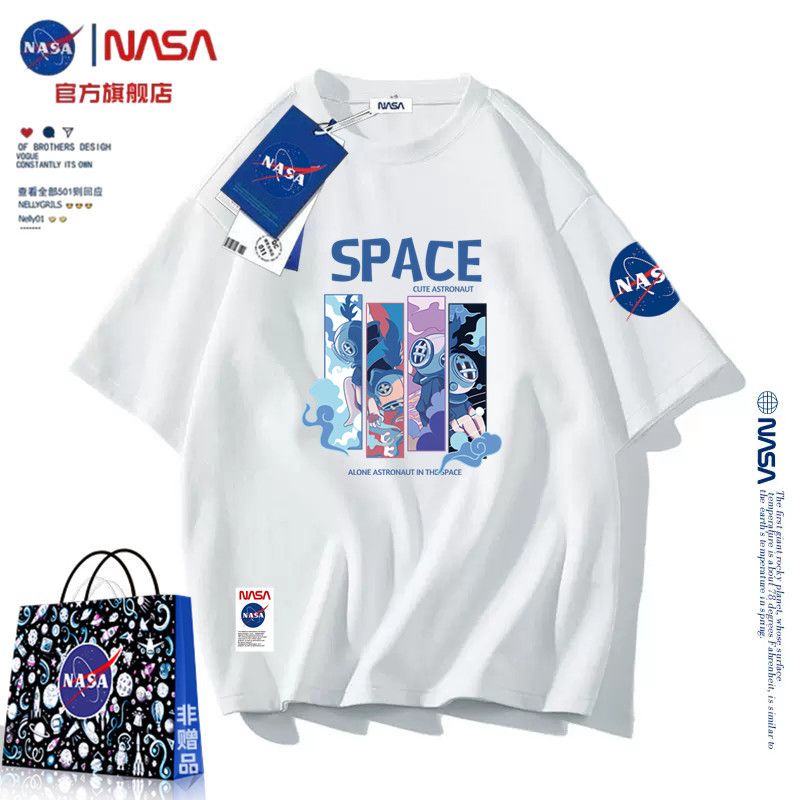 NASA官方旗艦店純棉短袖t恤夏季潮牌青年學生情侶裝寬鬆體恤半袖