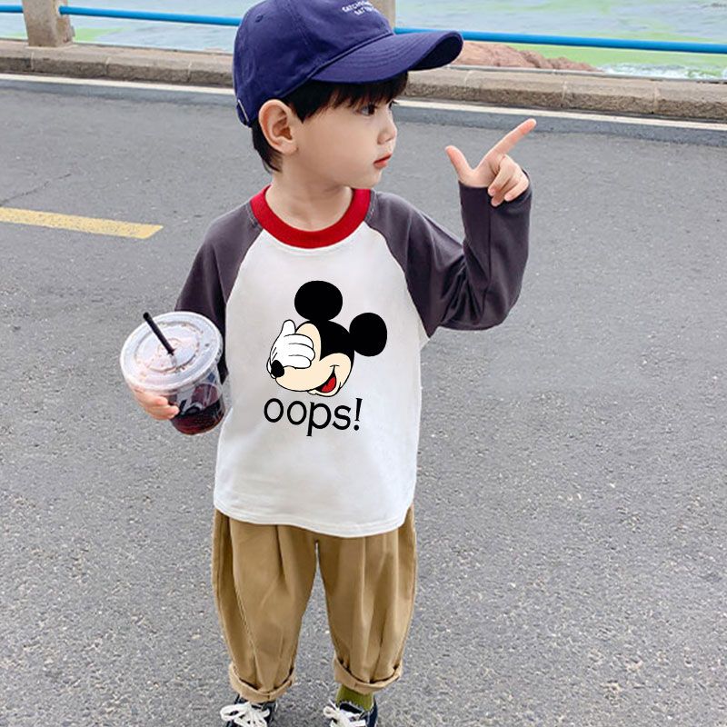 Pure cotton children's long-sleeved T-shirt male 2023 spring and autumn clothing small and medium-sized children's clothing new baby girl cartoon animation bottoming shirt