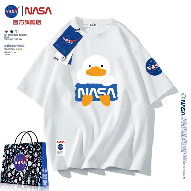 NASA官方聯名純棉短袖t恤男女夏季小眾新款顯瘦上衣服情侶裝半袖