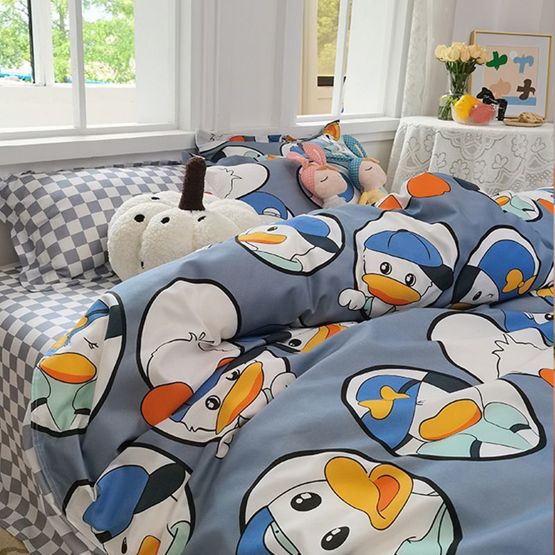 Ins cartoon style bed sheet quilt cover four-piece set Nantong bedding single dormitory quilt three-piece set cute female