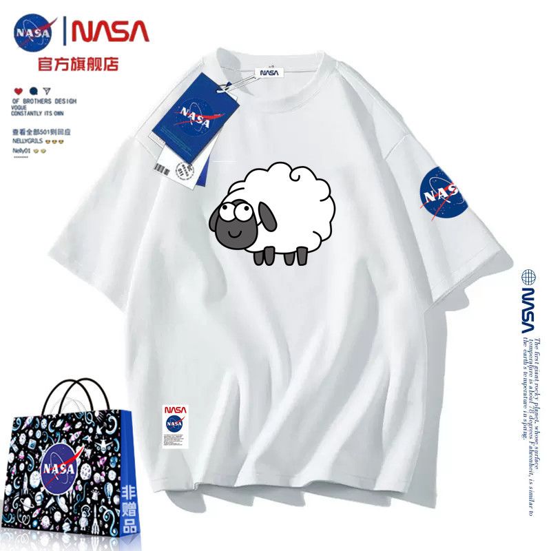 NASA官方聯名純棉短袖t恤男女小眾時尚夏季上衣服半袖體恤情侶裝
