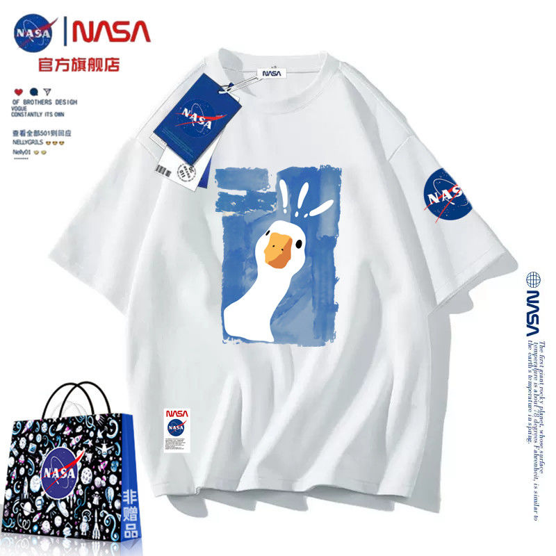 NASA官方聯名純棉短袖t恤男女夏季休閒寬鬆百搭上衣打底衫半袖潮