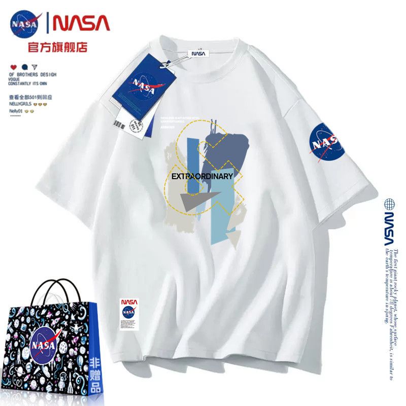 NASA官方旗艦店純棉短袖T恤男女韓版新品寬鬆上衣服夏季半袖體恤