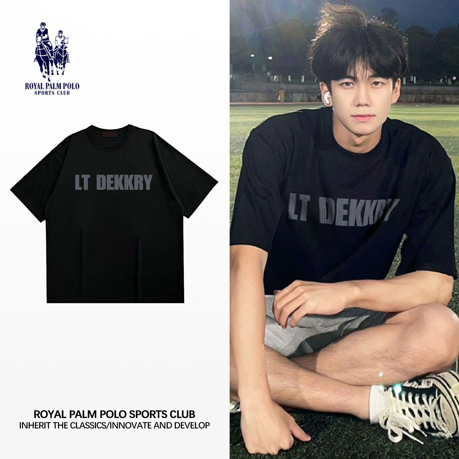 ROYAL PALM POLO復古個性簡約字母印花純棉T恤男美式潮牌短袖上衣