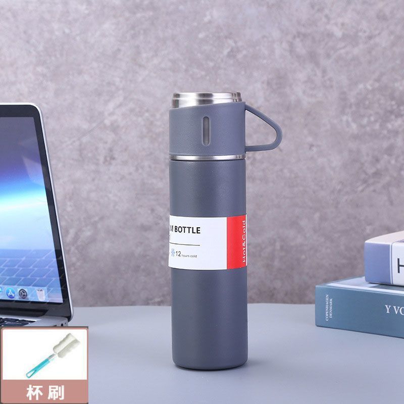 One Cup, One Lid, Gray 499 * Ml [Thickened And Heat-resistant], Not Hot To Hands【 limit branch copy kill 】 304 stainless steel heat preservation Water cup The new office Water cup high-grade business affairs Gift set