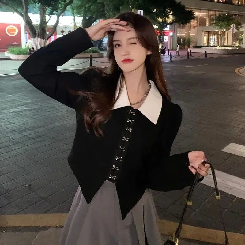 Puff sleeve shirt female design sense niche early spring French unique short shirt chic high-end irregular top