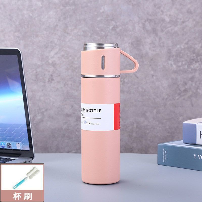 One Cup, One Lid, Pink 49 * Ml [Thickened And Heat-resistant], Not Hot To Hands【 limit branch copy kill 】 304 stainless steel heat preservation Water cup The new office Water cup high-grade business affairs Gift set