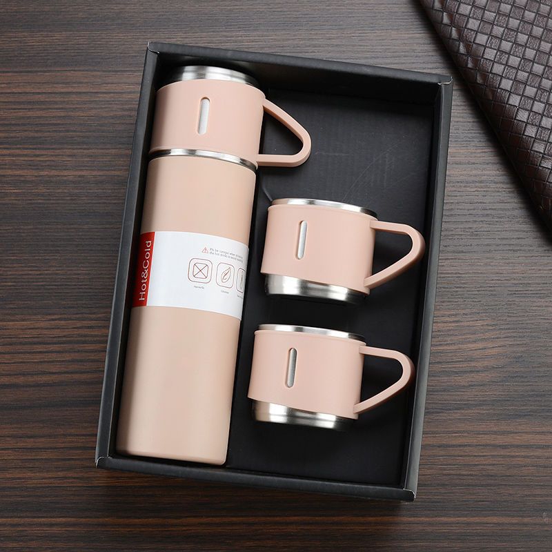 One Cup, Three Lids, High-end Gift Box Set, Pink 49 * Ml [Thickened And Heat-resistant], Not Hot To Hand【 limit branch copy kill 】 304 stainless steel heat preservation Water cup The new office Water cup high-grade business affairs Gift set