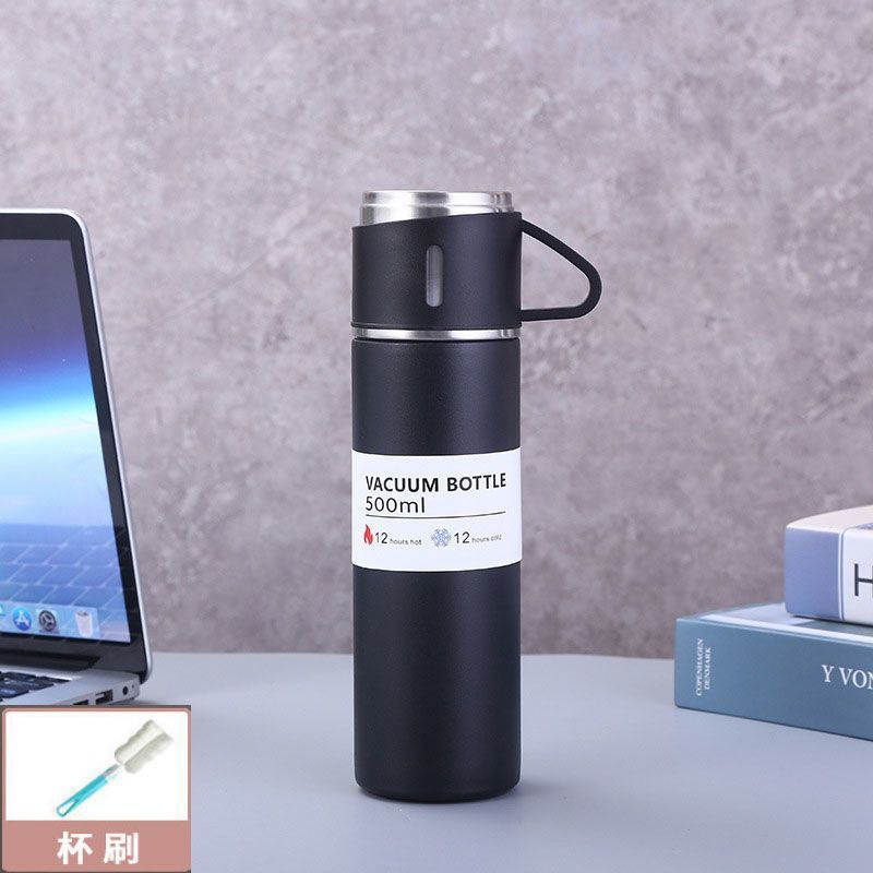 One Cup, One Cover, Black 499 * Ml [Thickened And Heat-resistant], Not Hot To The Hands【 limit branch copy kill 】 304 stainless steel heat preservation Water cup The new office Water cup high-grade business affairs Gift set