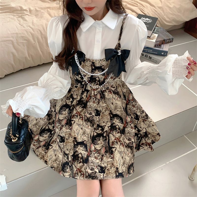 春秋衣服女2023新款裙子女寬鬆韓版學生辣妹上衣溫柔系穿搭一整套