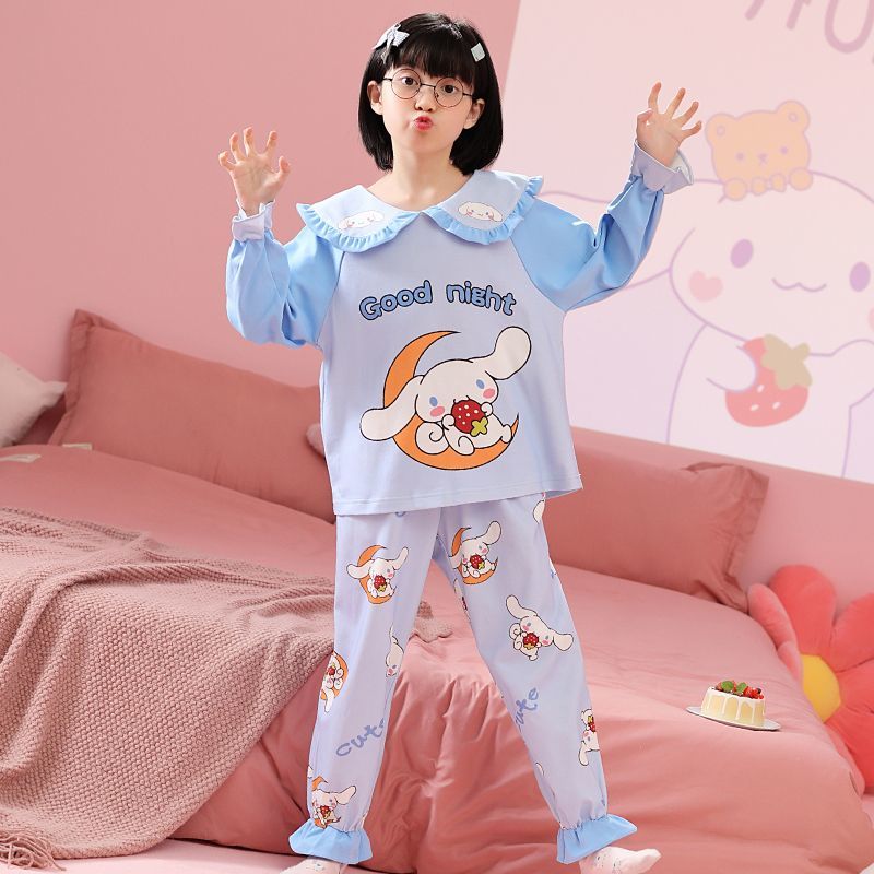 Spring and autumn children's pajamas, women's long-sleeved suits, girls' home clothes, middle-aged children's children's girls' pure cotton children's clothing hot styles