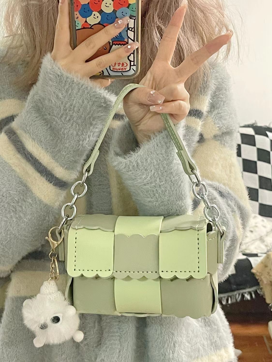 秋冬新款手工編織包包小眾餅乾枕頭包diy自製材料包單肩斜挎包女
