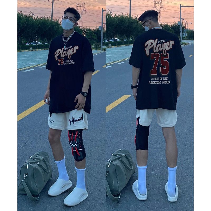 美式重磅純棉短袖t恤男夏季新款hiphop街頭潮牌設計感小眾體恤衫
