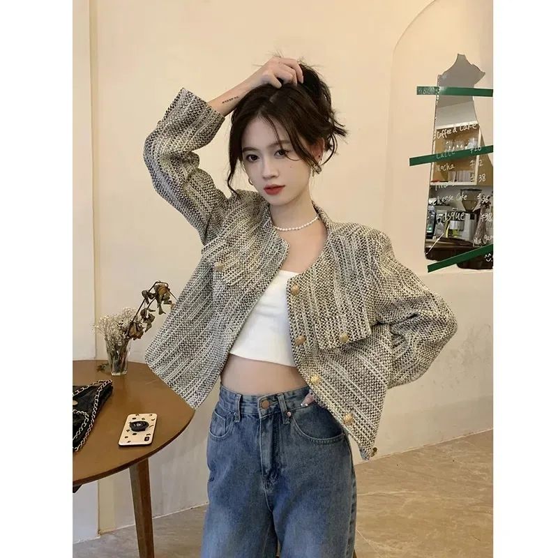 Xiaoxiangfeng short long-sleeved jacket women's spring and autumn 2023 new high-end design foreign style ins cardigan top