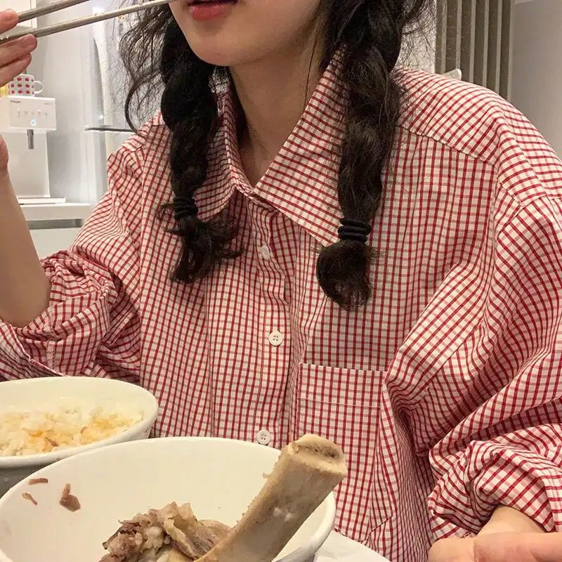 格子襯衫女學生新款2023春季韓版長袖寬鬆襯衣日系ins潮百搭上衣