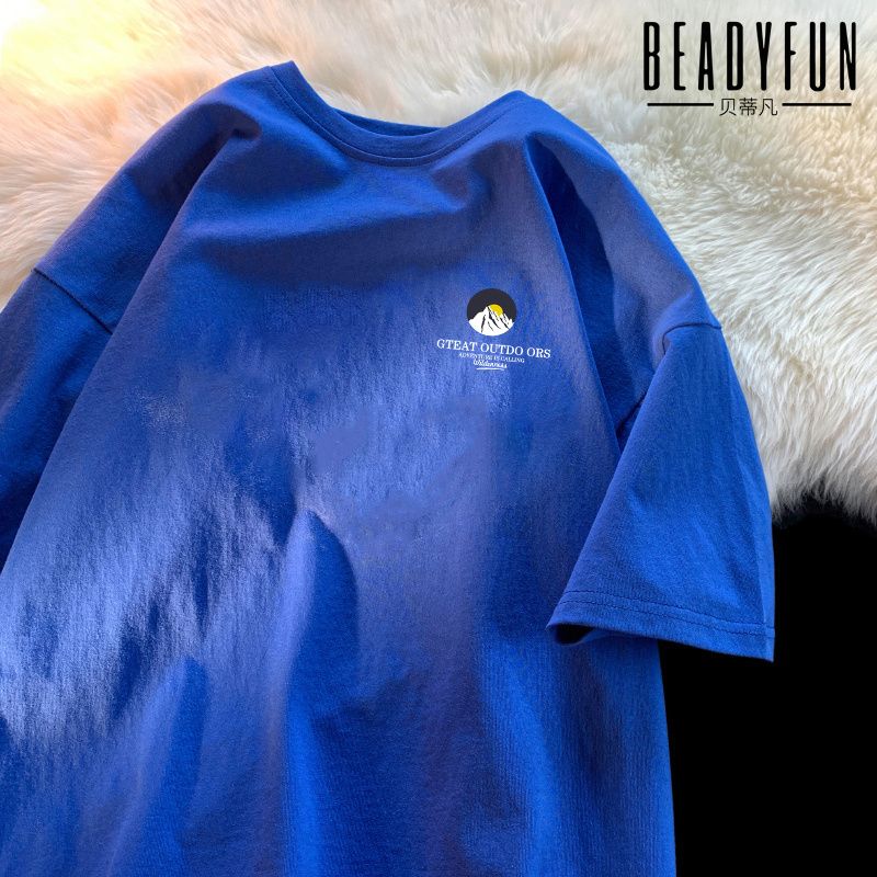 BEADYFUN 短袖t恤男夏季新款纯棉圆领休闲内搭潮牌宽松半袖体恤衫