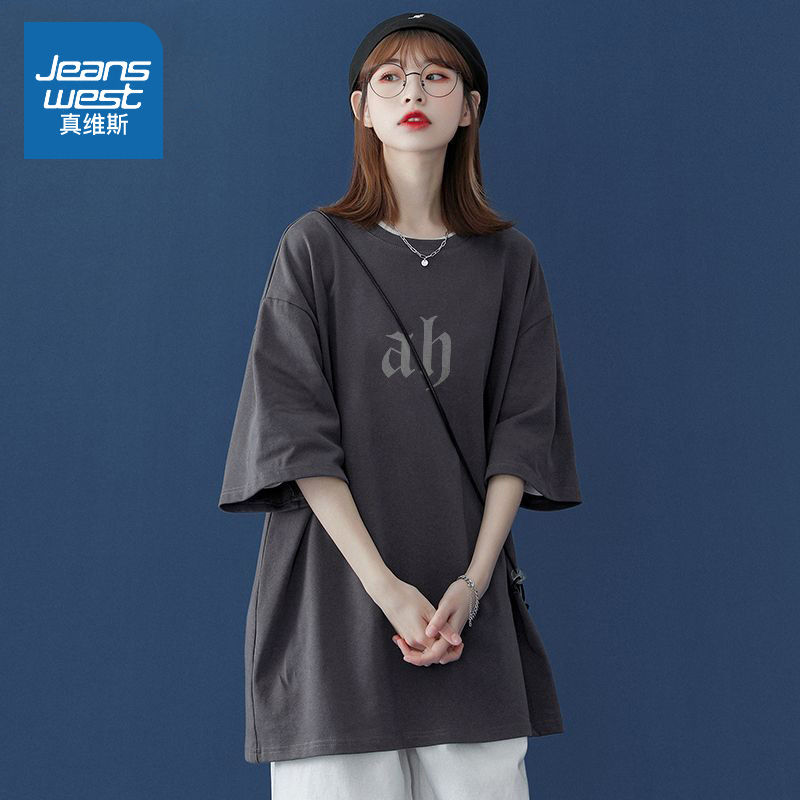 純棉t恤女夏美式復古簡約字母上衣ins潮流oversize寬鬆短袖