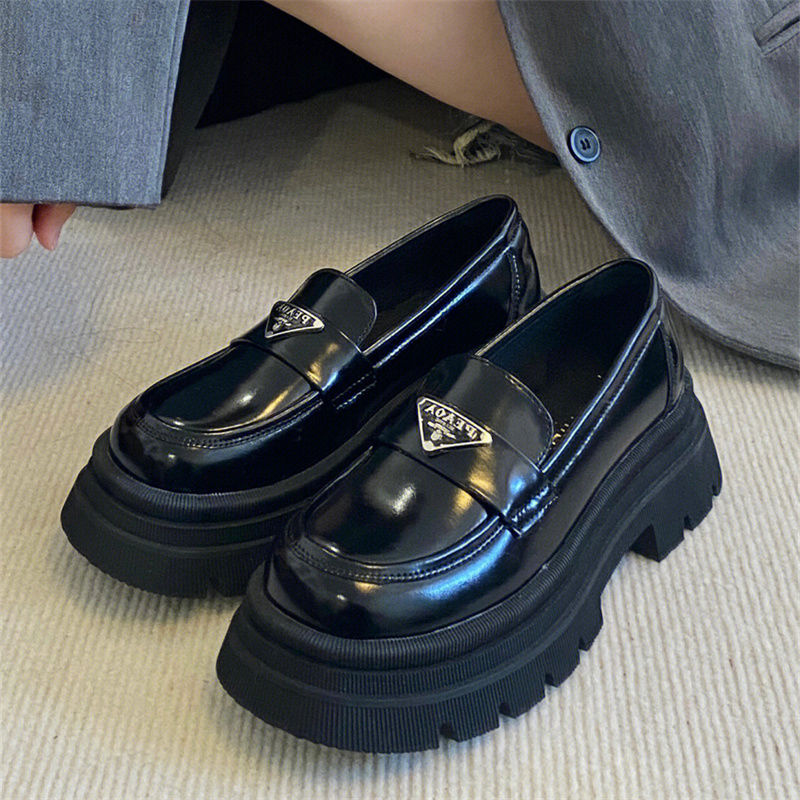 瑪麗珍小皮鞋女2023年春季新款厚底樂福鞋法式英倫風黑色女單鞋潮
