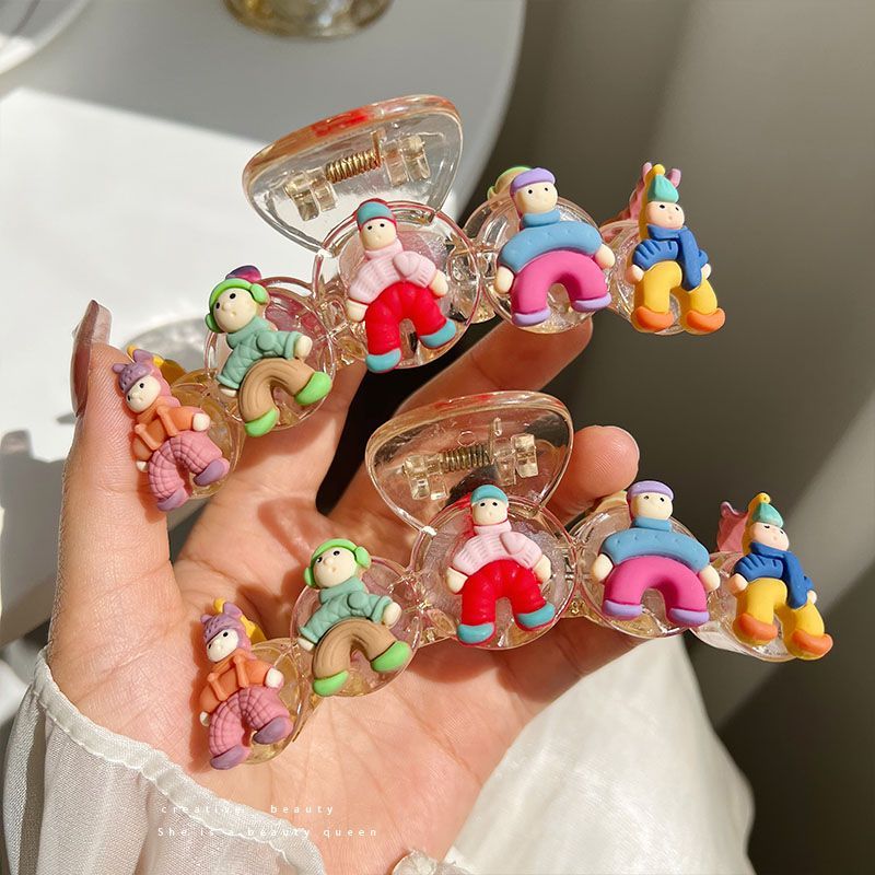 甜美萌系ins鯊魚夾大號高級感可愛抓夾女卡通氣質髮夾後腦勺發卡