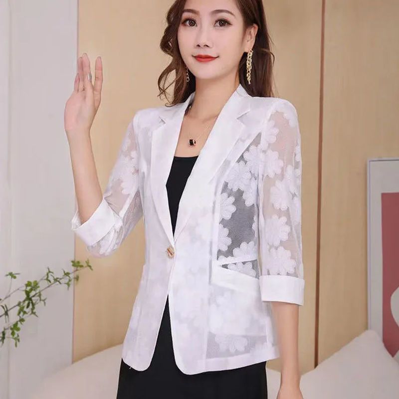 小西裝外套女春夏百搭高級感爆款時尚洋氣上檔次七分袖西服防曬衫