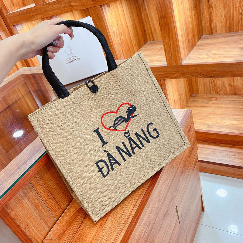 New Style Jute Nylon Briefcase Document Bag Letter Cloth Bag Large Capacity Shoulder Messenger Simple Commuter Handbag
