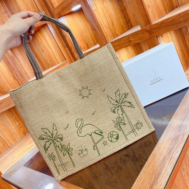 New Style Jute Nylon Briefcase Document Bag Letter Cloth Bag Large Capacity Shoulder Messenger Simple Commuter Handbag