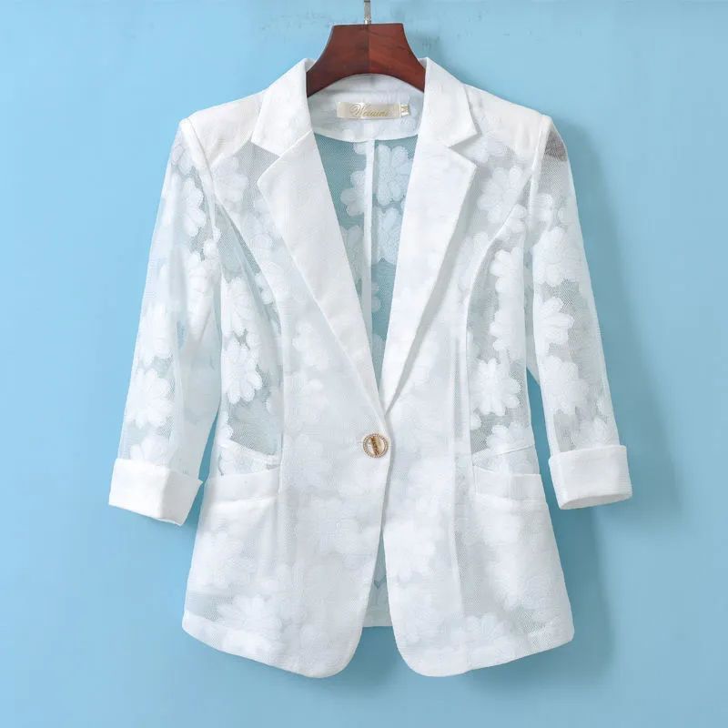 Small suit jacket women's spring and summer all-match high-end style explosive style fashion western style upper-grade three-quarter sleeve suit sunscreen shirt