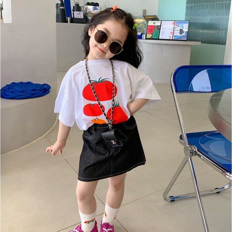 Girls' denim skirt 2023 summer foreign style Korean style girl skirt baby skirt children's short skirt a-line skirt