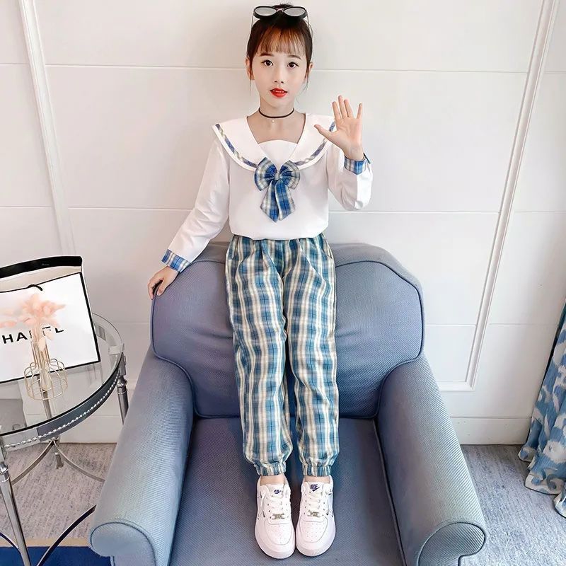 Girls spring suit 2023 new female treasure casual clothes children's net red two-piece suit foreign style super cute big children