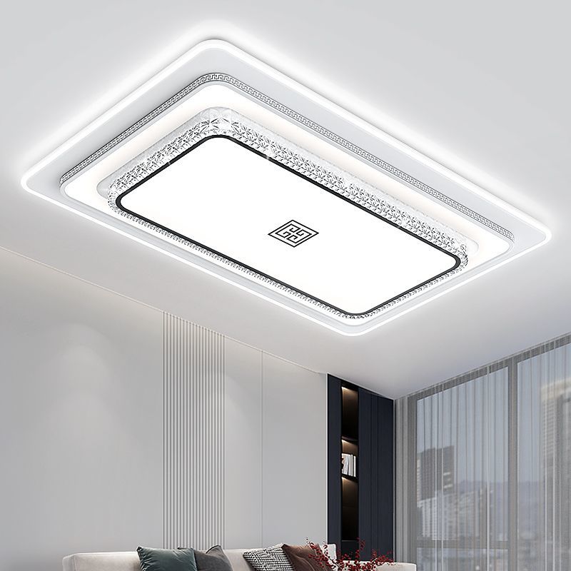 客厅主灯新款LED智能吸顶灯家用长方形大灯具简约水晶客厅灯