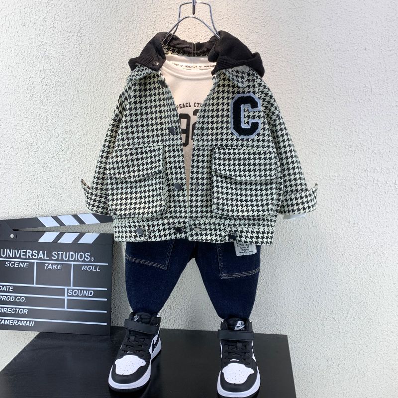 男童春秋裝外套2023新款寶寶痞帥衣服潮男孩兒童春季時髦炸街上衣