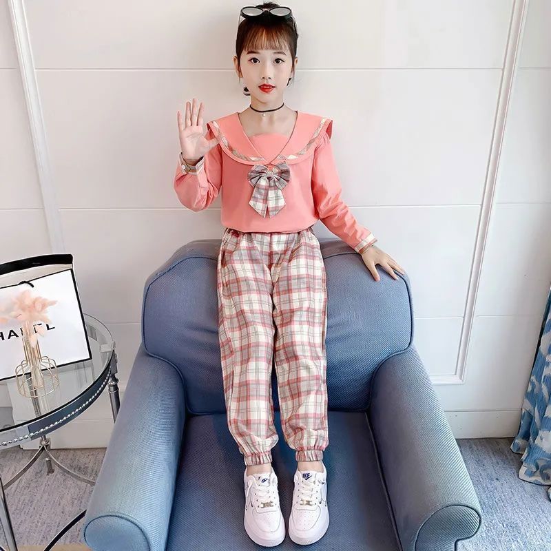 Girls spring suit 2023 new female treasure casual clothes children's net red two-piece suit foreign style super cute big children