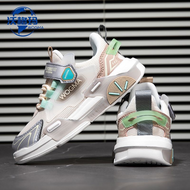 沃格玛儿童女童运动鞋国潮夏季网面透气轻便软底防滑防臭男童鞋子